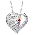 4 Birthstone Heart Name Necklace - Birthstone Heart Mother's Necklace