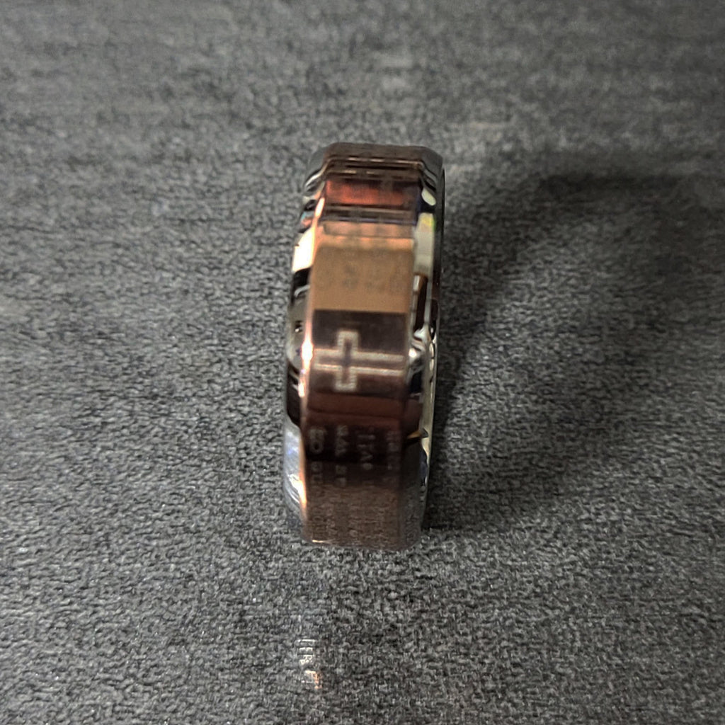 Custom Engraved The Lord's Prayer Engraved Christian Cross Purity Ring