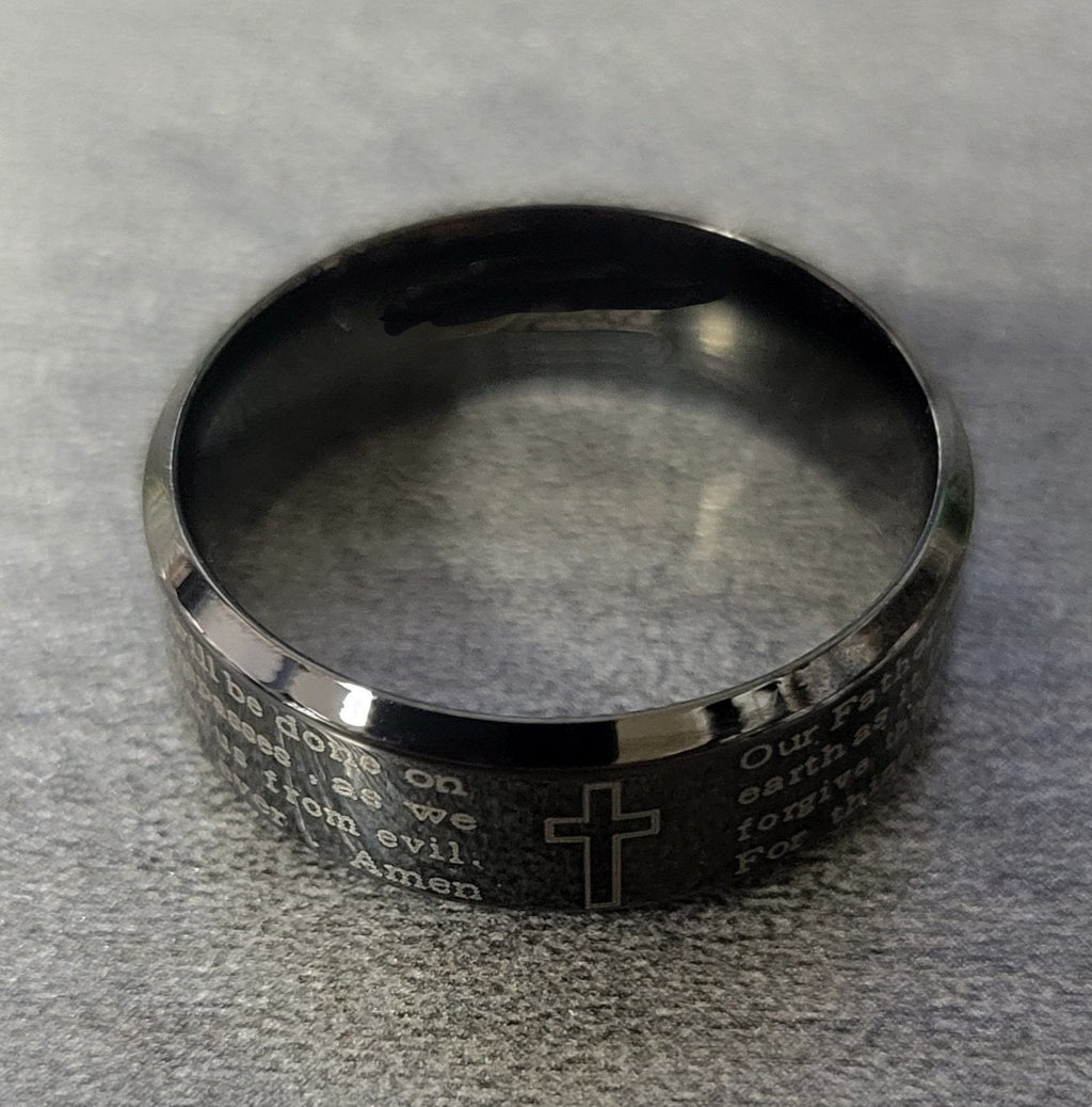 Personalized Christian Cross and Engraved Lord's Prayer Ring Christian Ring