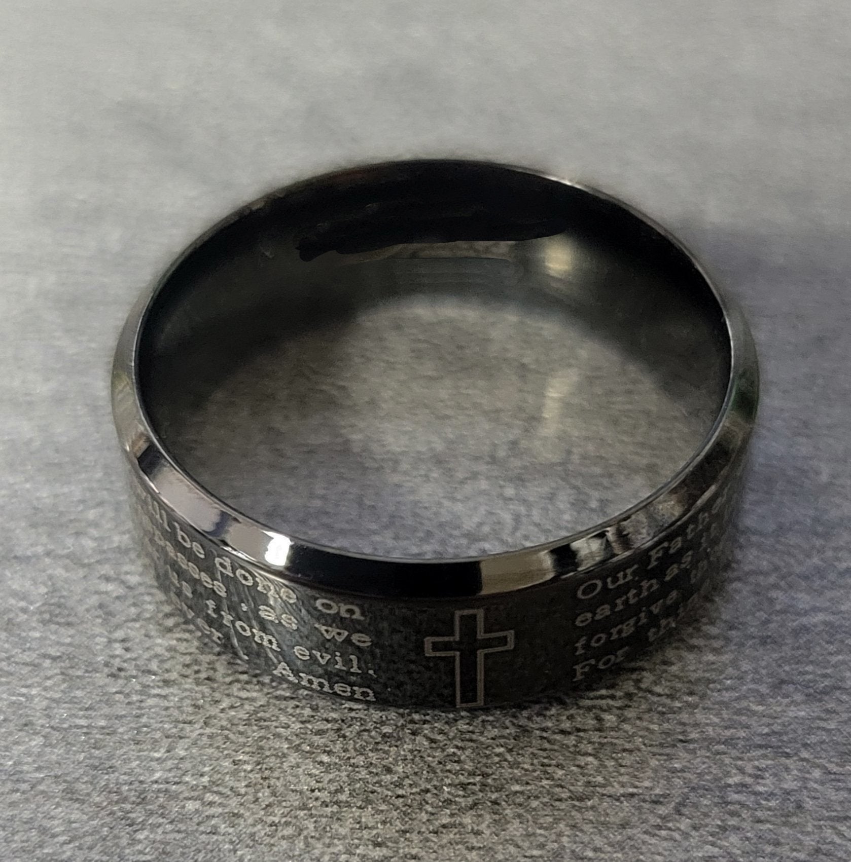 Personalized Christian Cross and Engraved Lord's Prayer Ring Christian Ring