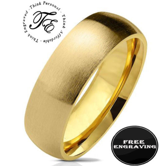 Custom Engraved Men's Matte Gold Promise Ring - Personalized Promise Ring For Him