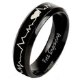 Personalized Men's Black Heartbeat Promise Ring - Engraved Handwriting Ring