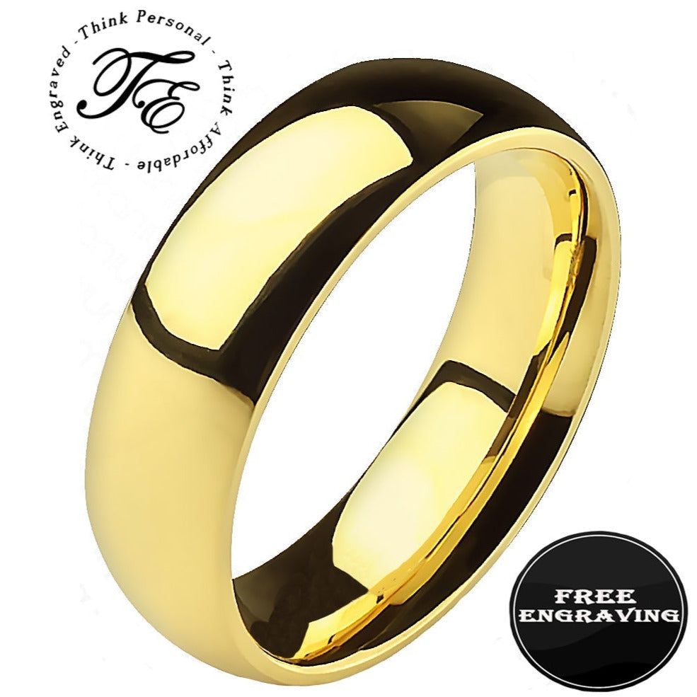 Engraved Men's Gold Titanium Promise Ring - Promise Ring For Guys