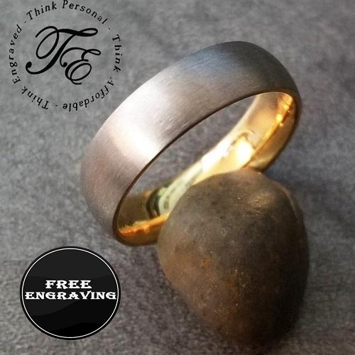Personalized Men's Titanium Promise Ring - Dome Band Brushed Steel