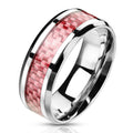 Personalized Women's Wedding or Promise Ring - Pink Carbon Fiber