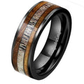 Personalized Men's Promise Ring - Wood and Antler Inlay Real Tungsten