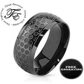 Personalized Black Men's Industrial Promise Ring  - Engraved Handwriting Ring