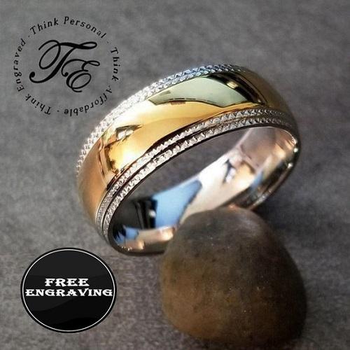 Personalized Men's Promise Ring - Xband 14k Gold Over Stainless Steel