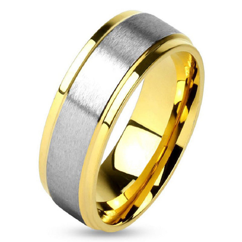 Personalized Men's Traditional Gold and Silver Promise Ring - Handwriting Ring