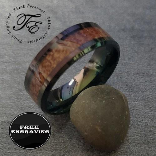 Custom Engraved Men's Black Wood Promise Ring - Wood Promise Ring For Guys