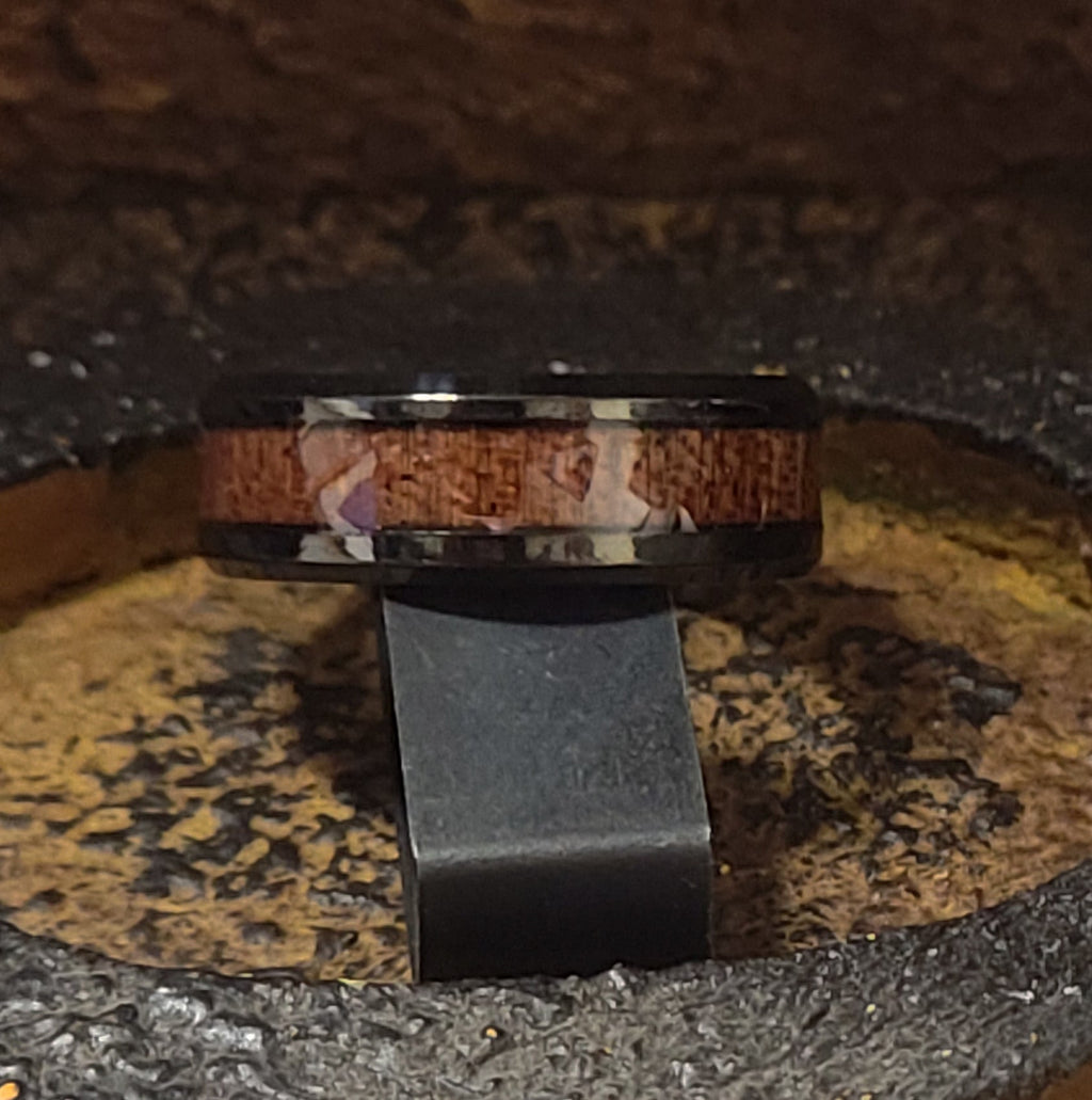 Custom Engraved Men's Black Wood Promise Ring - Wood Promise Ring For Guys