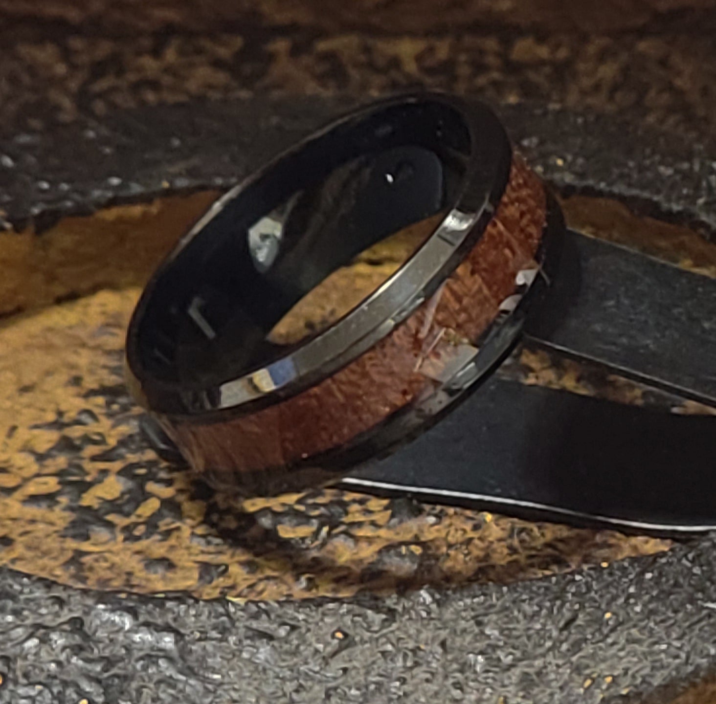 Custom Engraved Men's Black Wood Promise Ring - Wood Promise Ring For Guys