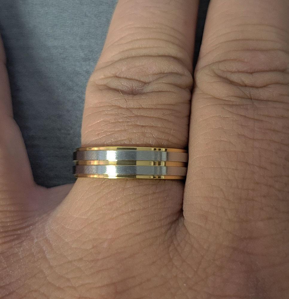 Custom Engraved Men's Gold and Silver Promise Ring - Personalized Handwriting Ring