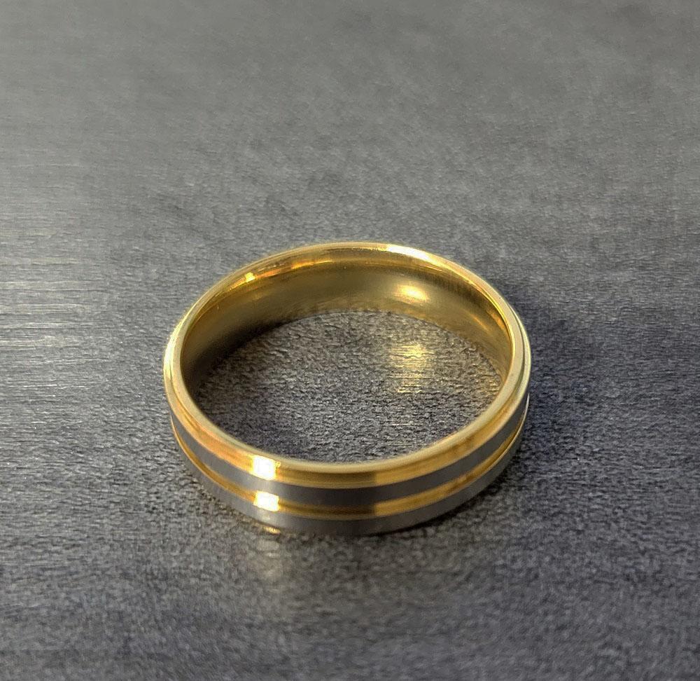Custom Engraved Men's Gold and Silver Promise Ring - Personalized Handwriting Ring