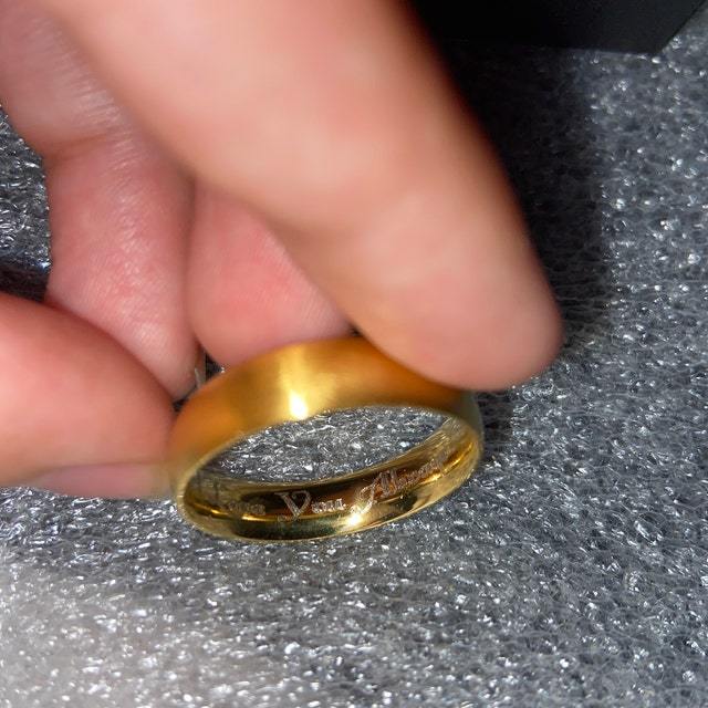 Custom Engraved Men's Matte Gold Promise Ring - Personalized Promise Ring For Him