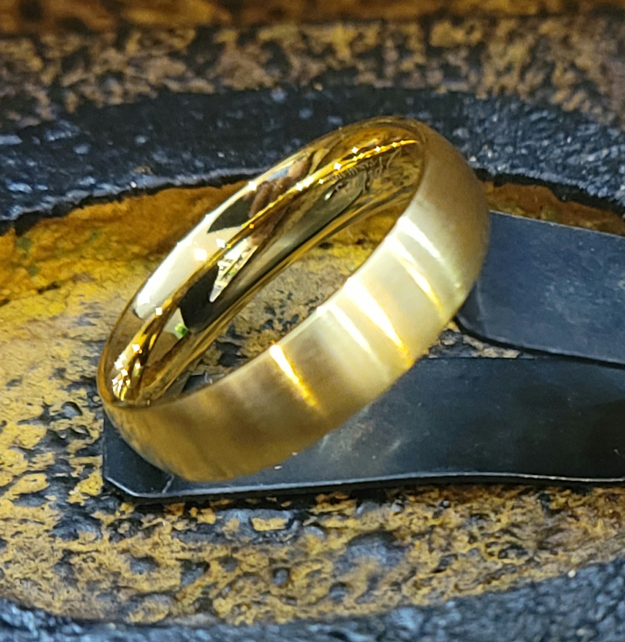 Custom Engraved Men's Matte Gold Promise Ring - Personalized Promise Ring For Him