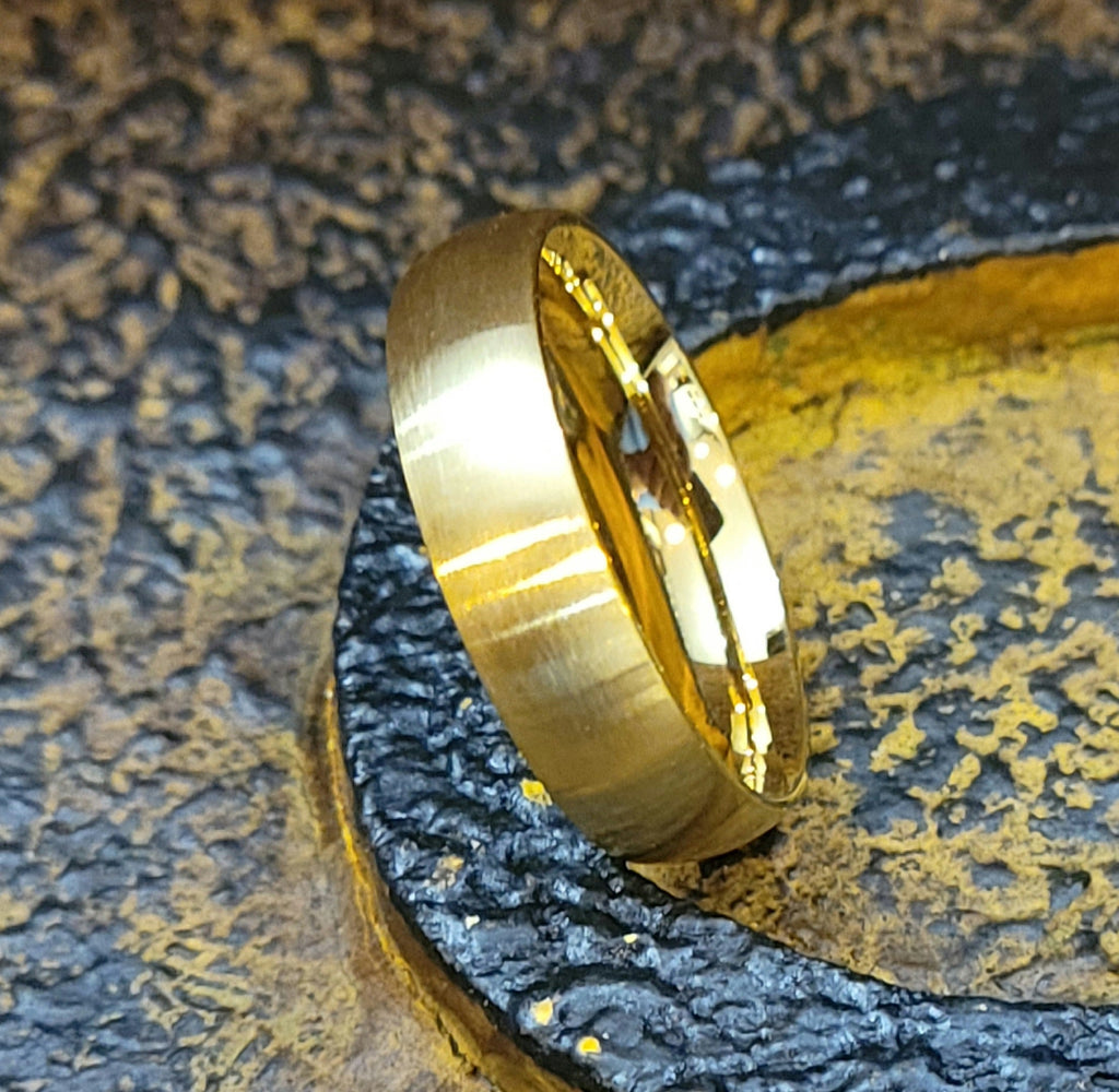 Custom Engraved Men's Matte Gold Promise Ring - Personalized Promise Ring For Him