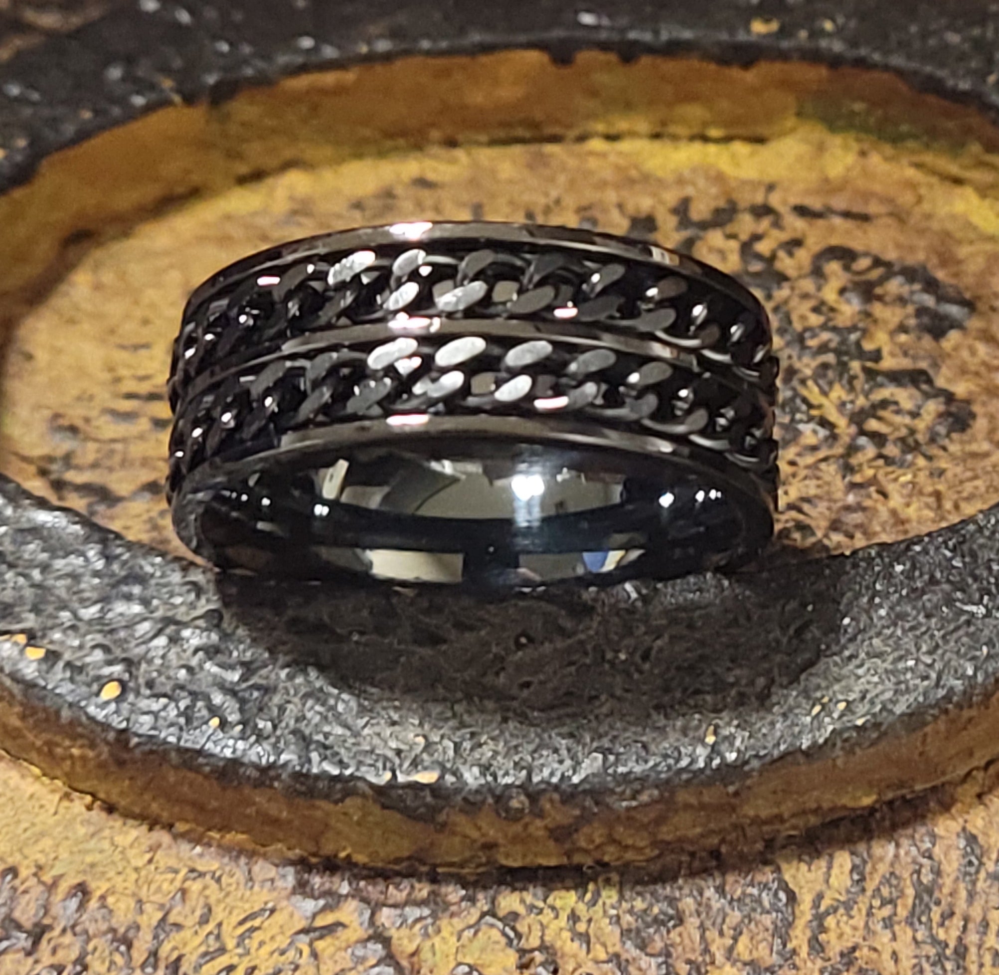 Custom Engraved Men's Promise Ring - Double Fidget Spinner Promise Ring For Guys