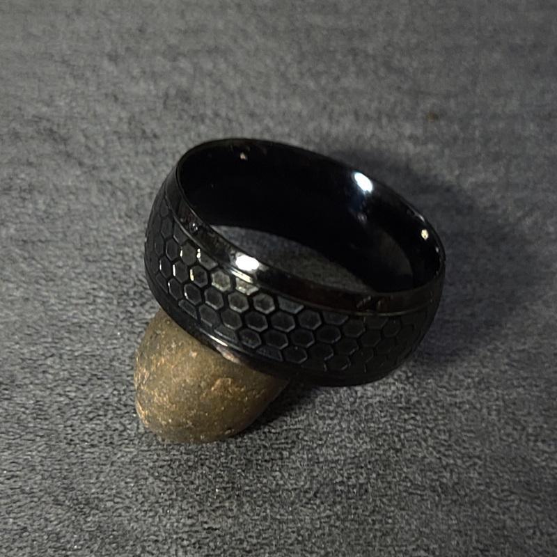 Personalized Black Men's Industrial Promise Ring  - Engraved Handwriting Ring