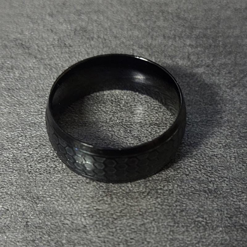 Personalized Black Men's Industrial Promise Ring  - Engraved Handwriting Ring
