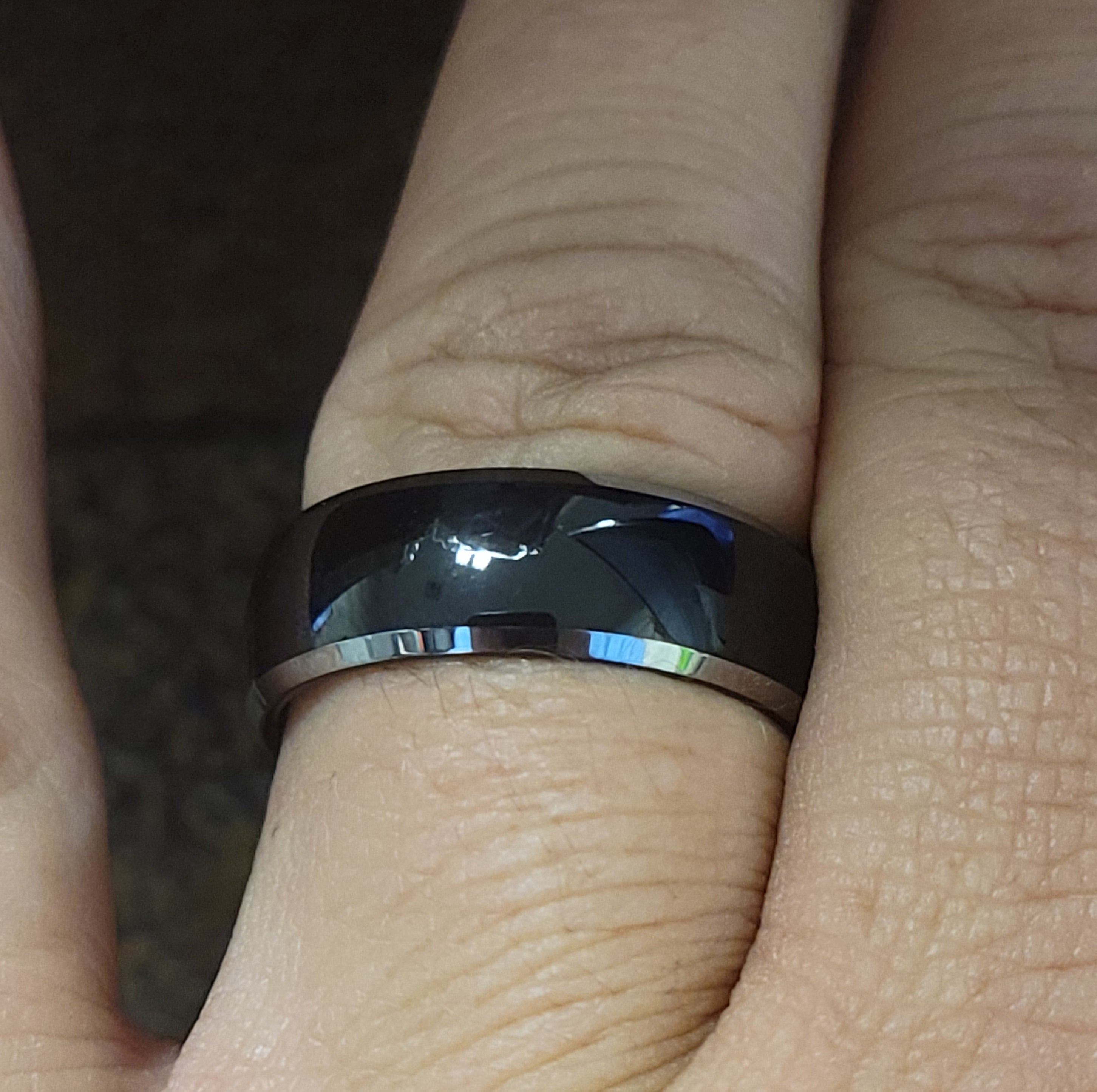Personalized Men's Black Traditional Promise Ring - Engraved Tungsten Promise Ring