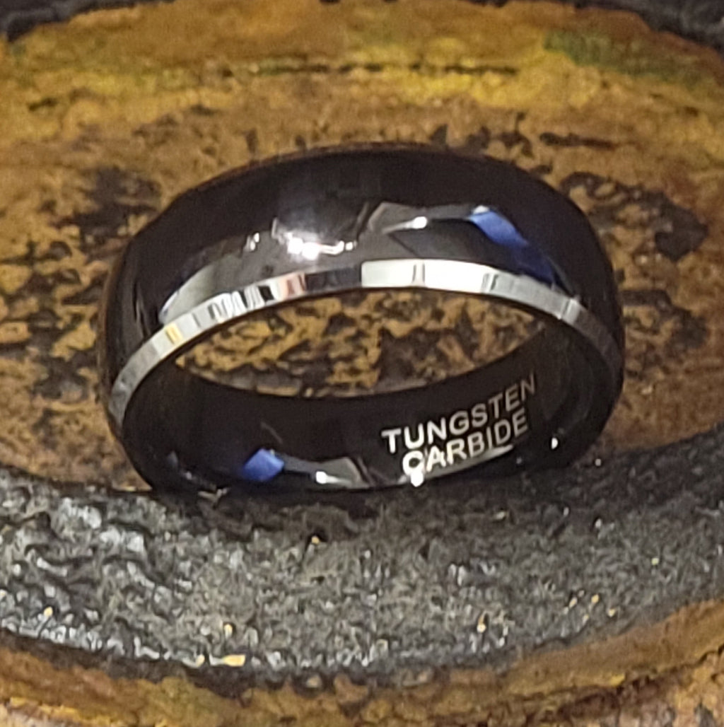 Personalized Men's Black Traditional Promise Ring - Engraved Tungsten Promise Ring