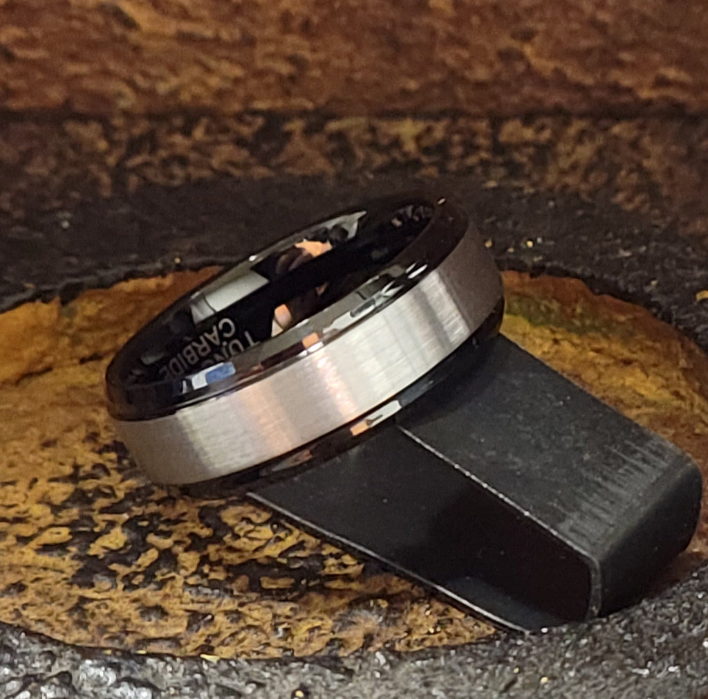 Personalized Men's Brushed Steel Real Tungsten Promise Ring - Handwriting Ring