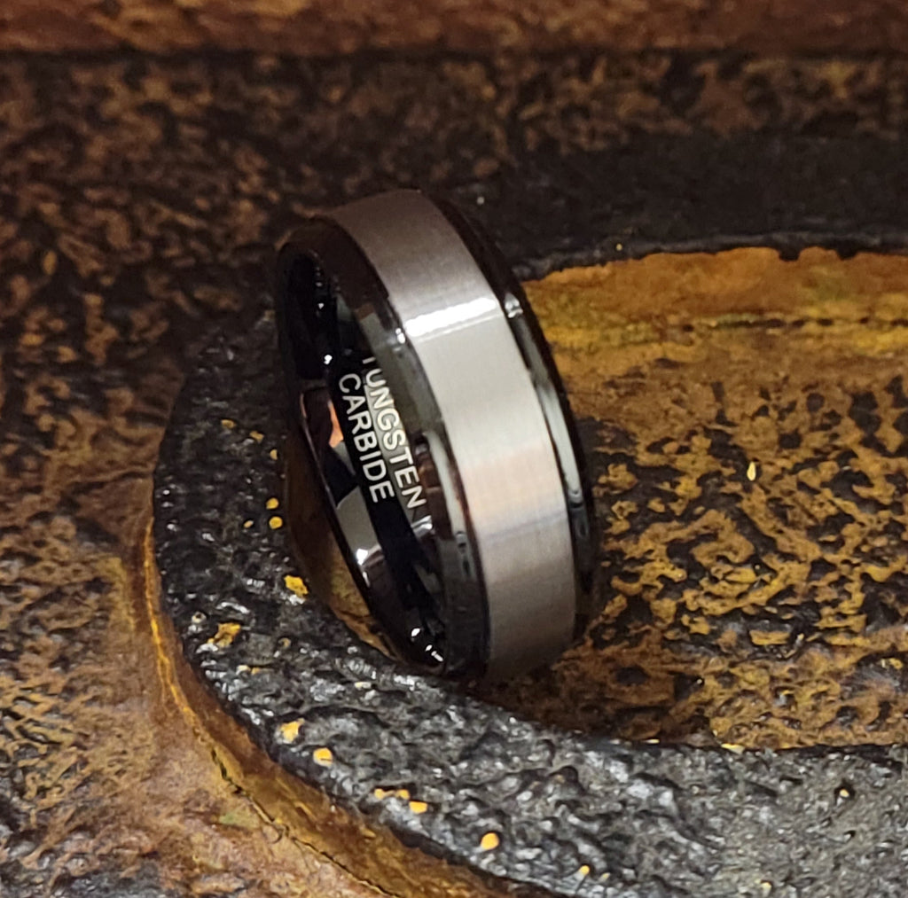 Personalized Men's Brushed Steel Real Tungsten Promise Ring - Handwriting Ring