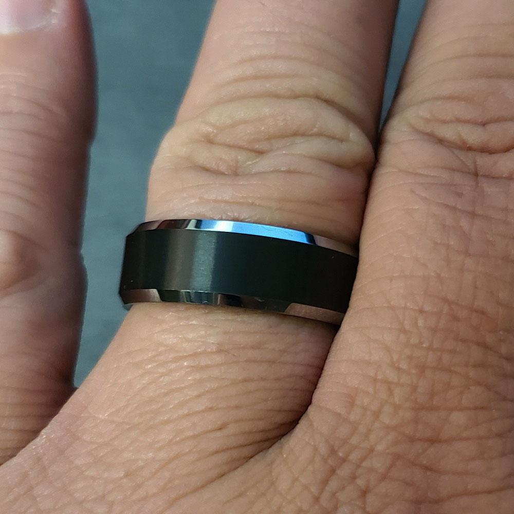 Personalized Men's Matte Black Tungsten Promise Ring  - Engraved Promise Ring