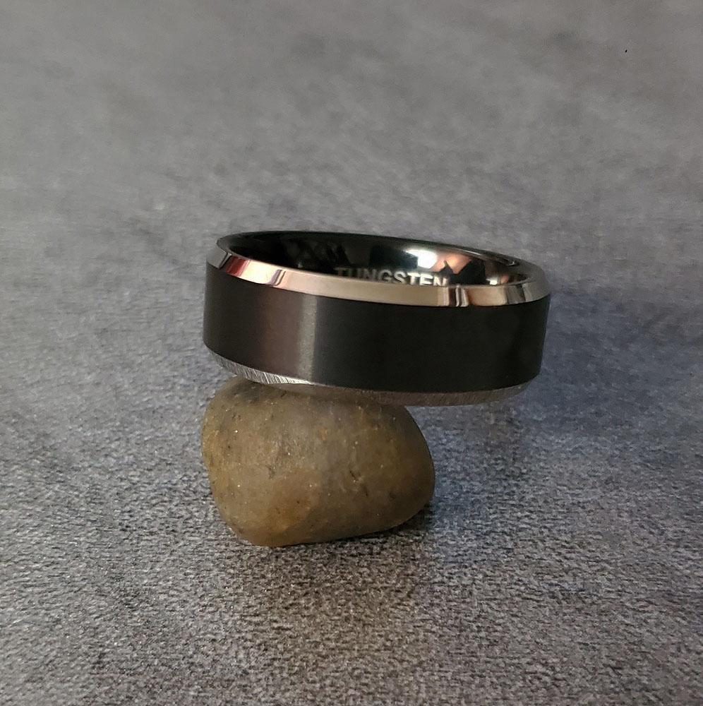 Personalized Men's Matte Black Tungsten Promise Ring  - Engraved Promise Ring