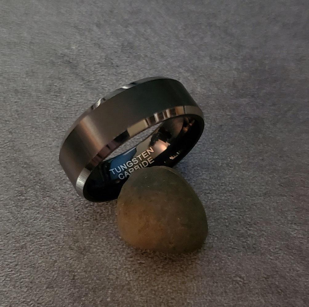 Personalized Men's Matte Black Tungsten Promise Ring  - Engraved Promise Ring