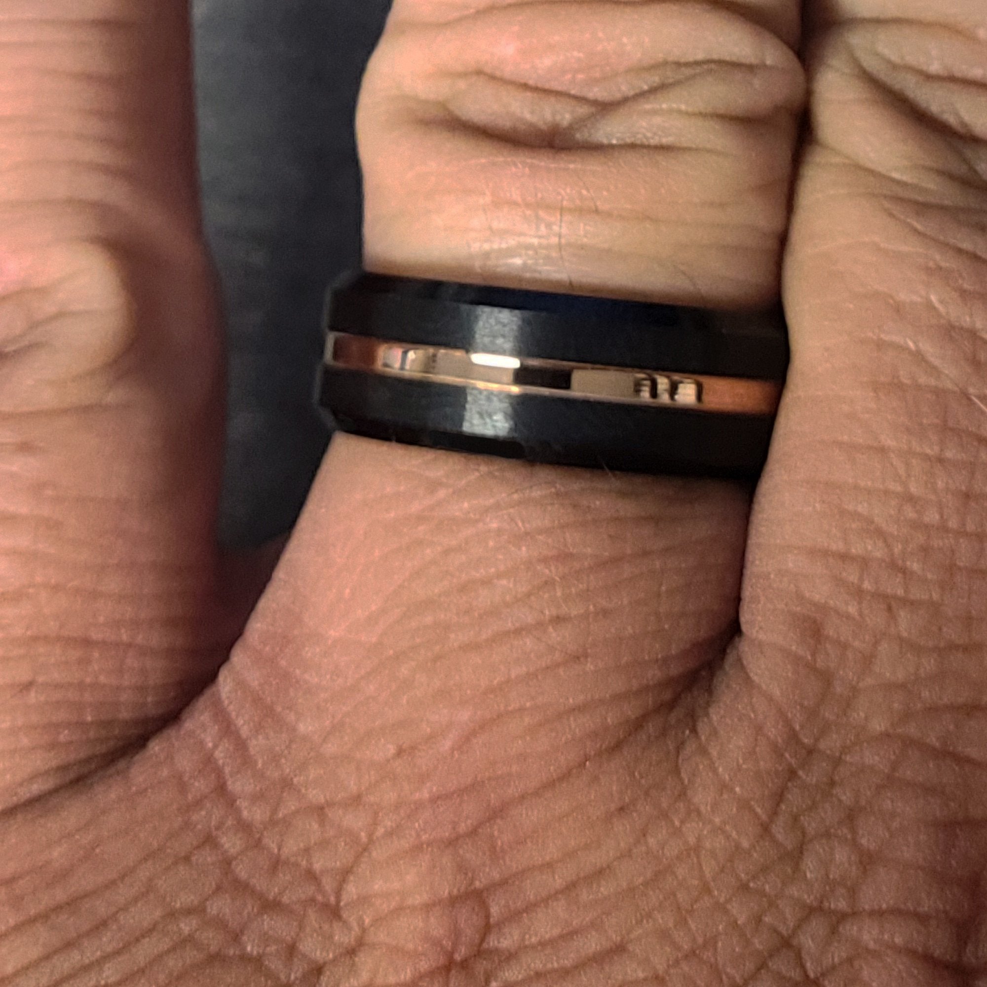 Personalized Men's Promise Ring Band With Thin Gold Line Groove