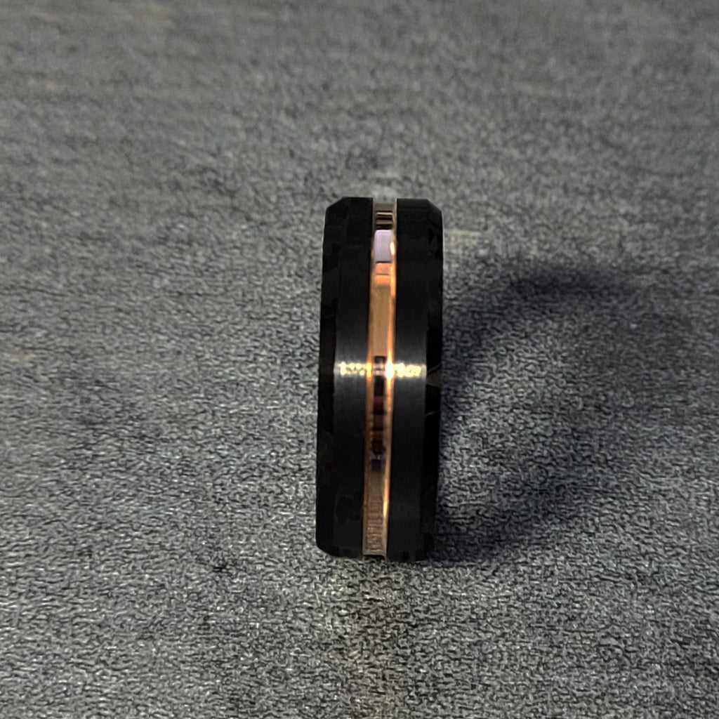 Personalized Men's Promise Ring Band With Thin Gold Line Groove