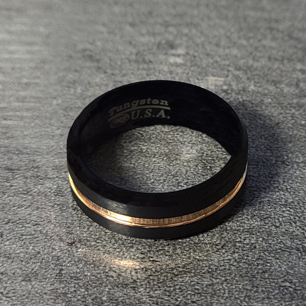 Personalized Men's Promise Ring Band With Thin Gold Line Groove