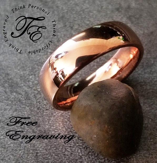 Personalized Men's Promise Ring - Matte Rose Gold Coated Stainless Steel