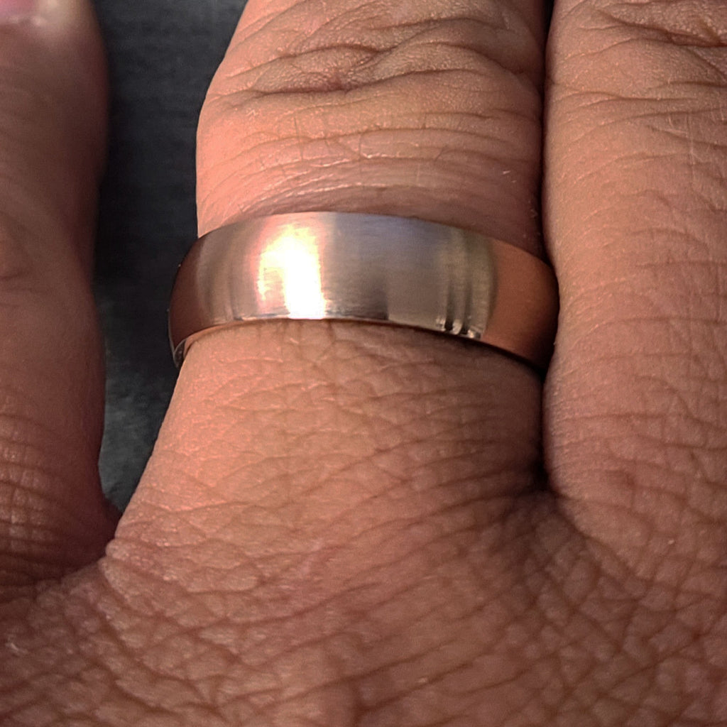 Personalized Men's Promise Ring - Matte Rose Gold Coated Stainless Steel