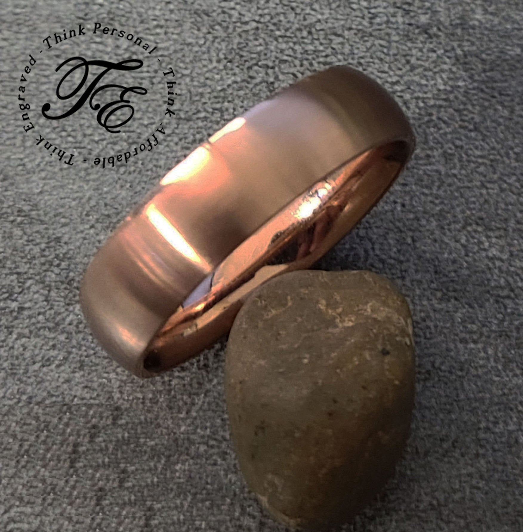 Personalized Men's Promise Ring - Matte Rose Gold Coated Stainless Steel