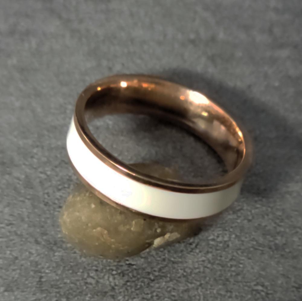 Personalized Men's Promise Ring - White Ceramic Rose Gold