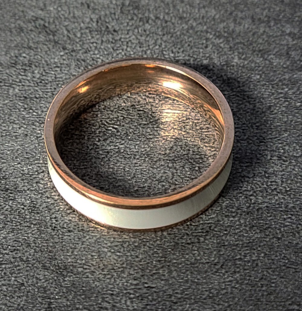 Personalized Men's Promise Ring - White Ceramic Rose Gold