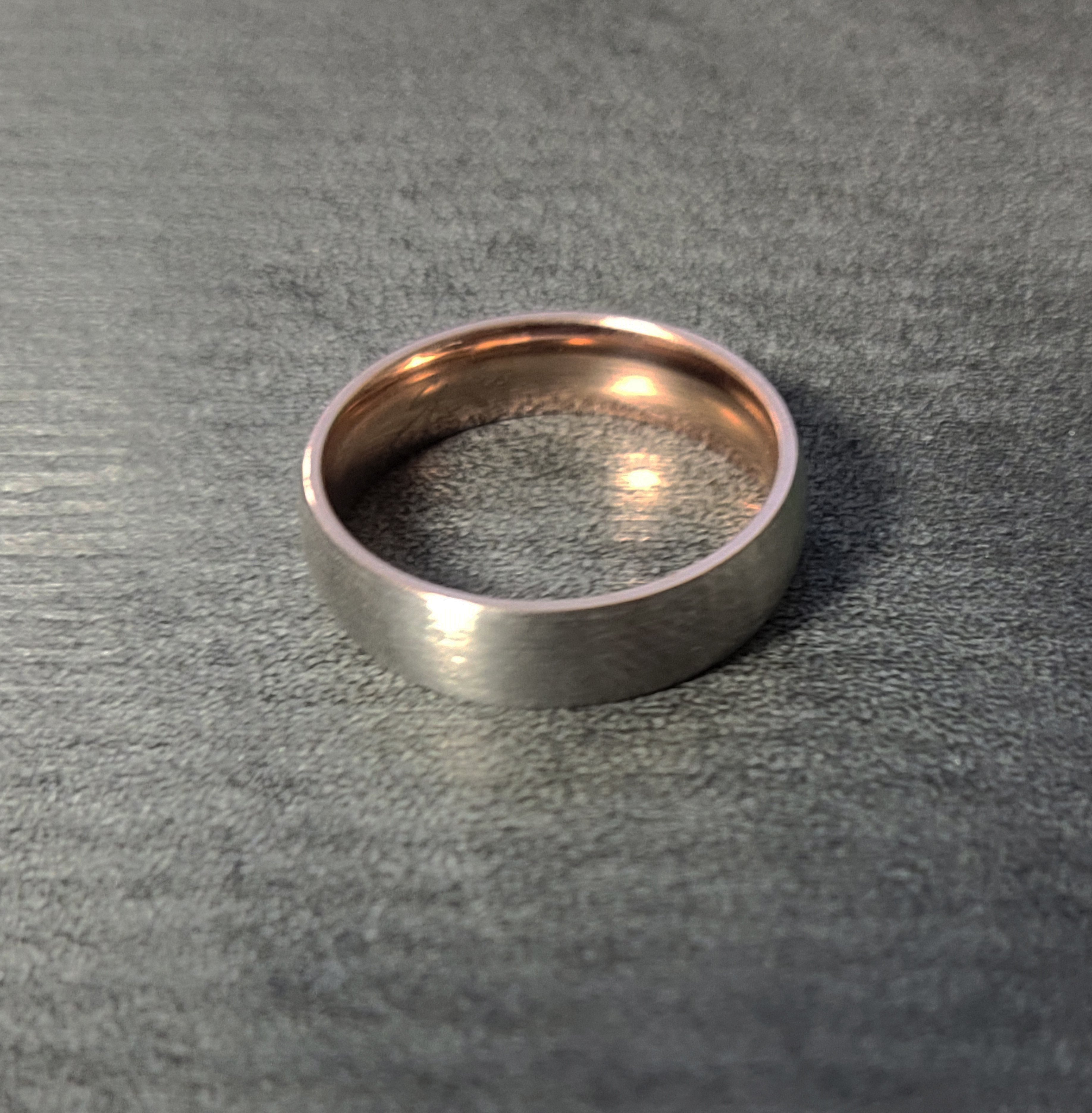 Personalized Men's Titanium Promise Ring - Dome Band Rose Gold Over Titanium