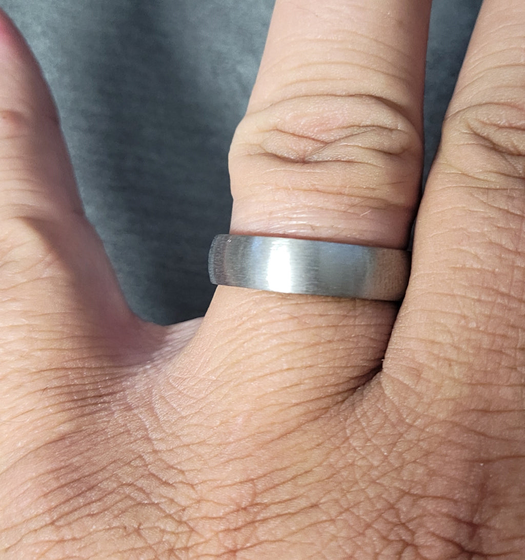 Personalized Men's Titanium Promise Ring - Dome Band Rose Gold Over Titanium