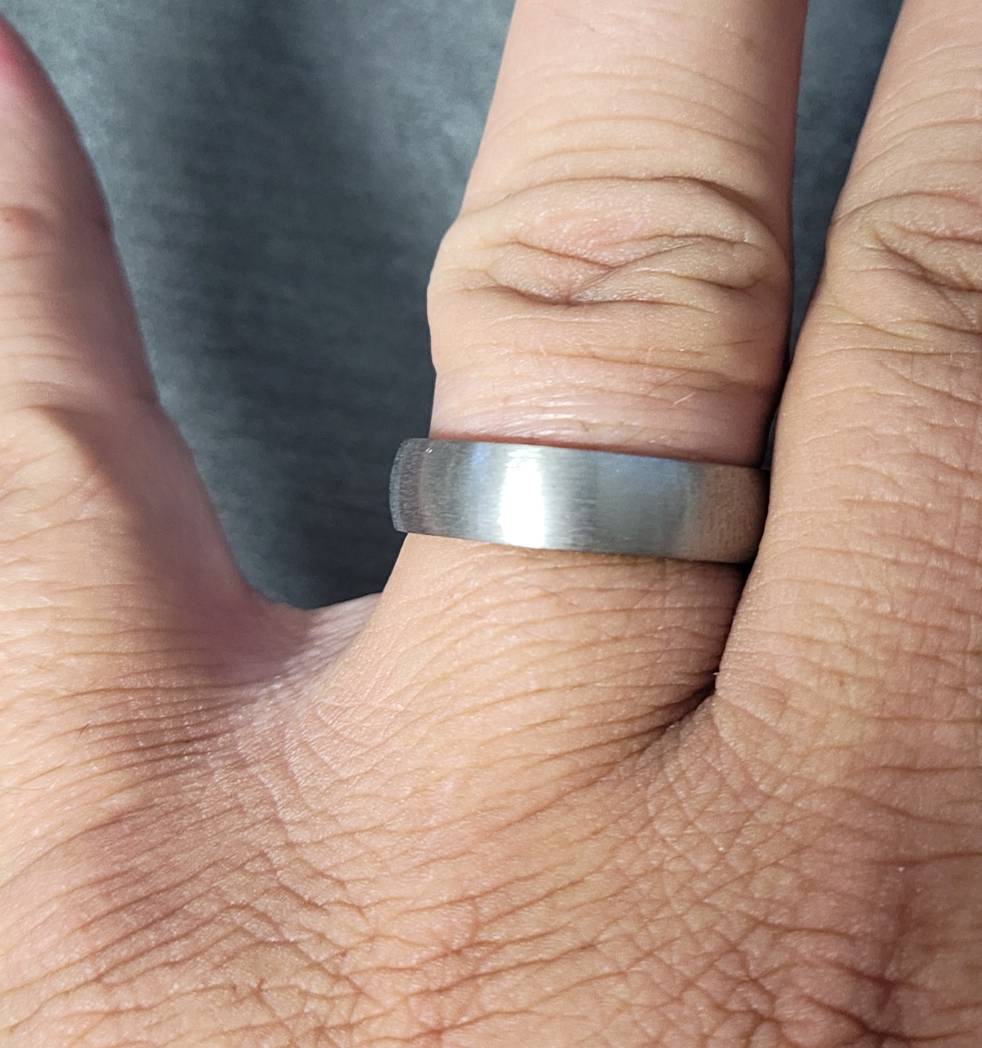 Personalized Men's Titanium Promise Ring - Dome Band Rose Gold Over Titanium