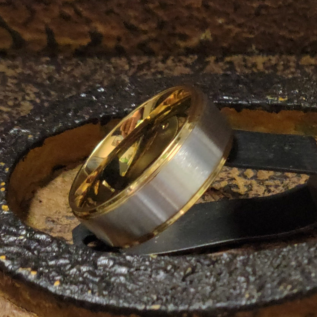Personalized Men's Traditional Gold and Silver Promise Ring - Handwriting Ring