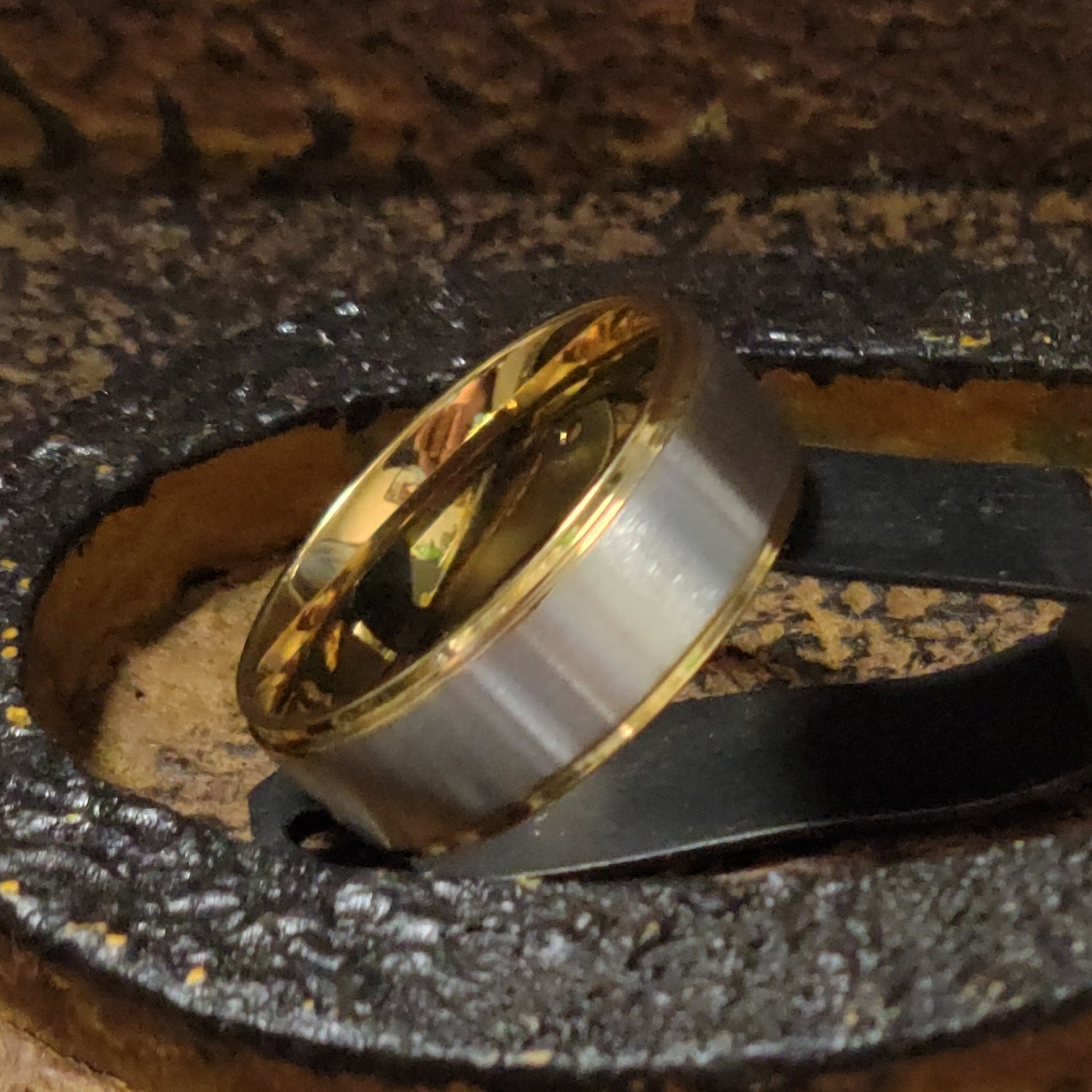 Personalized Men's Traditional Gold and Silver Promise Ring - Handwriting Ring
