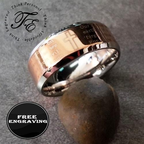 Personalized Women's Promise Ring - Christian Ring Rose Gold Stainless