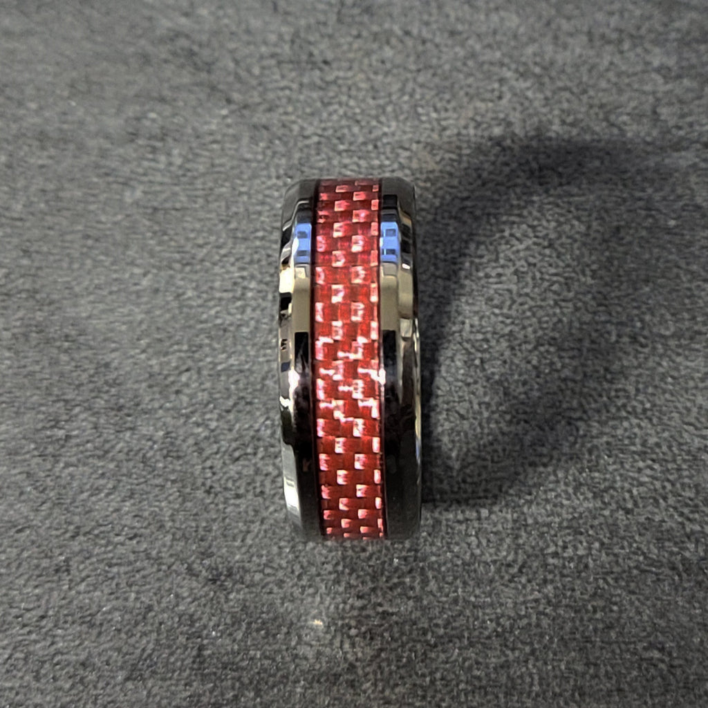 Personalized Women's Wedding or Promise Ring - Pink Carbon Fiber