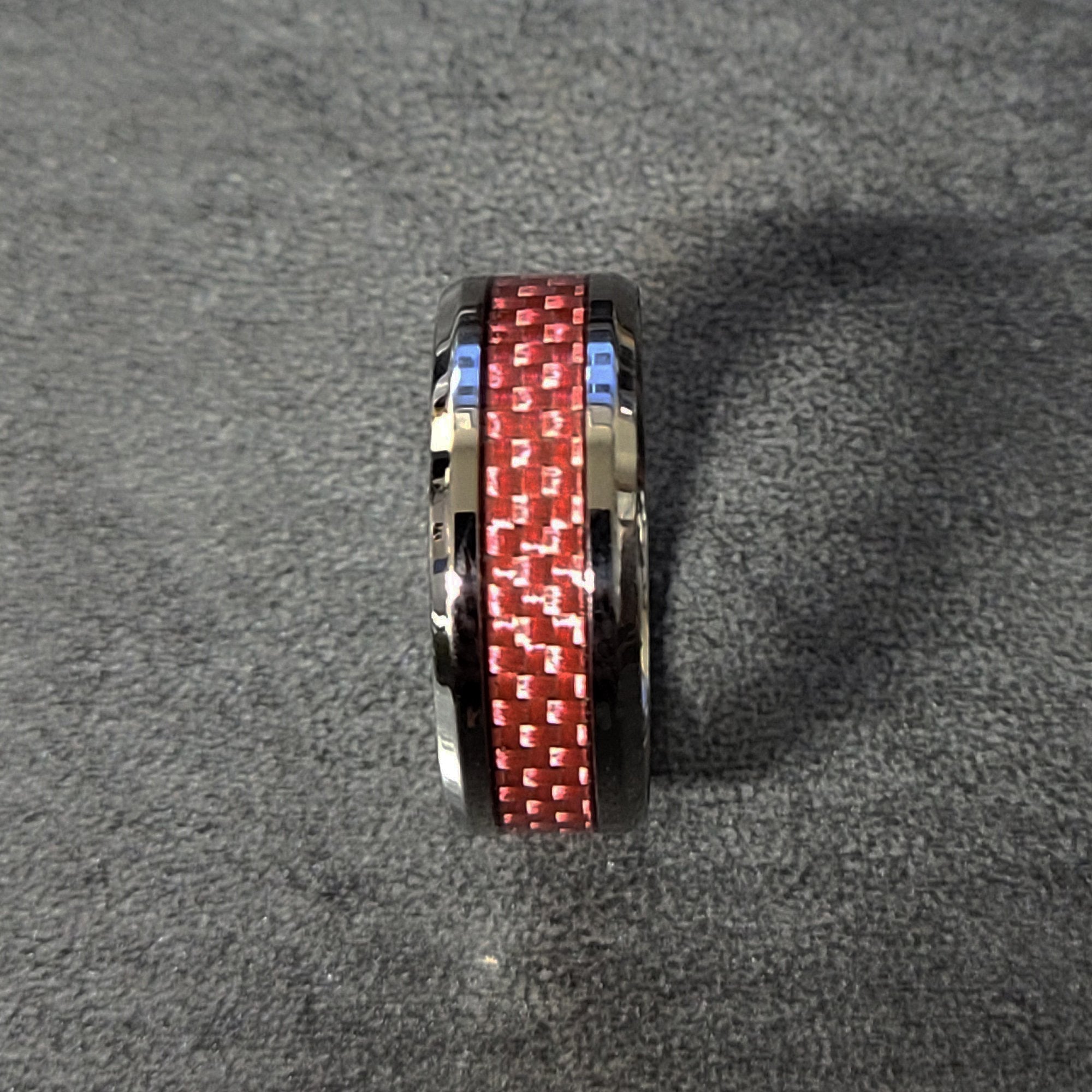Personalized Women's Wedding or Promise Ring - Pink Carbon Fiber