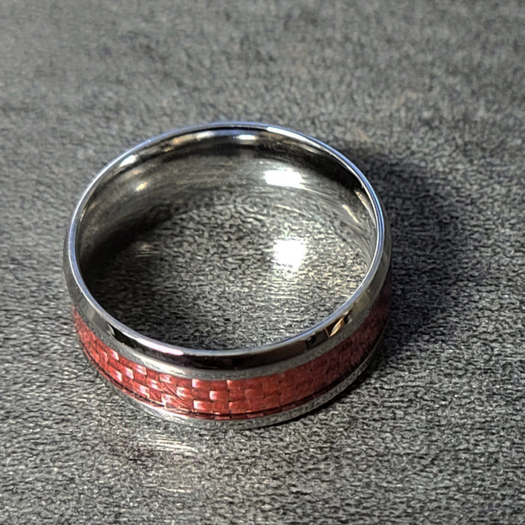 Personalized Women's Wedding or Promise Ring - Pink Carbon Fiber