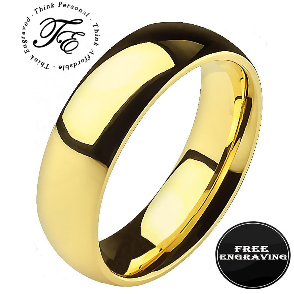 Engraved Men's Gold Titanium Wedding Ring - Wedding Ring For Him