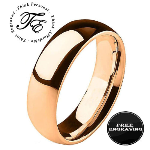 Engraved Men's Rose Gold Wedding Ring Band - Engraved Men's Ring